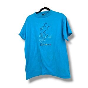 Vintage Mickey Unlimited T-Shirt Disney Graphic Tee Short Sleeve Blue Large